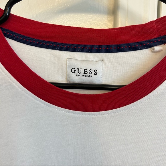 GUESS EST. 1981 Stripe T Shirt Red White Blue Men’s Size Large Logo Tee - Picture 3 of 7